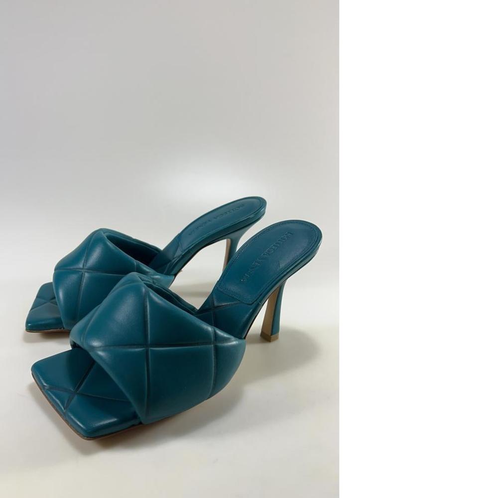 Rubber Lido Duck Green Quilted Square Toe Classic Sandals Heels D900 - Picture 8 of 11